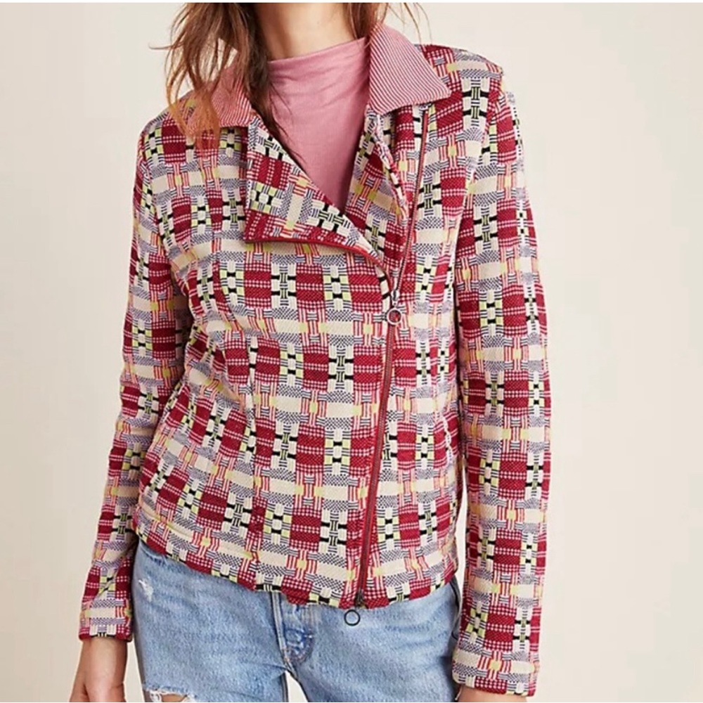 Aldomartins Anthro Meredith Plaid Moto Jacket M